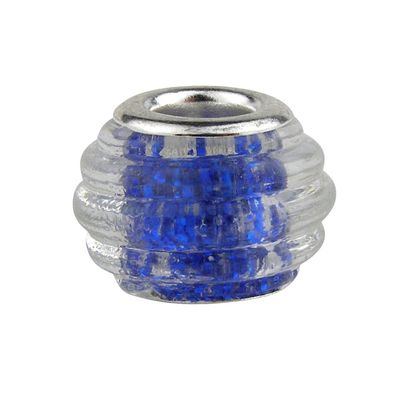 Universal Glass Bead Clear with Blue Center