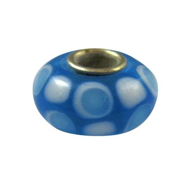 Universal Glass Bead Turquoise Blue with White Dots