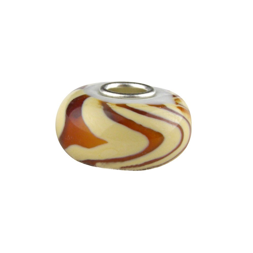 Universal Glass Bead Amber with Ivory Stripes