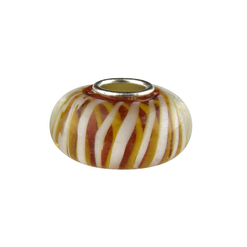 Universal Glass Bead Amber with White Stripes
