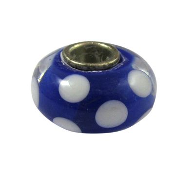 Universal Glass Bead Blue with White Dots
