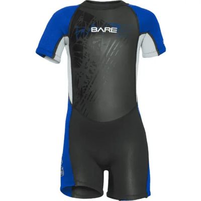 BARE Manta Kid's Wetsuit, Shorty, 2mm: Provides Warmth, Durable, Comfortable fit - Blue 12