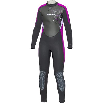 BARE Manta Kid's Wetsuit, 3/2mm Thickness, Full Length. Durable, Comfortable fit - Purple 16