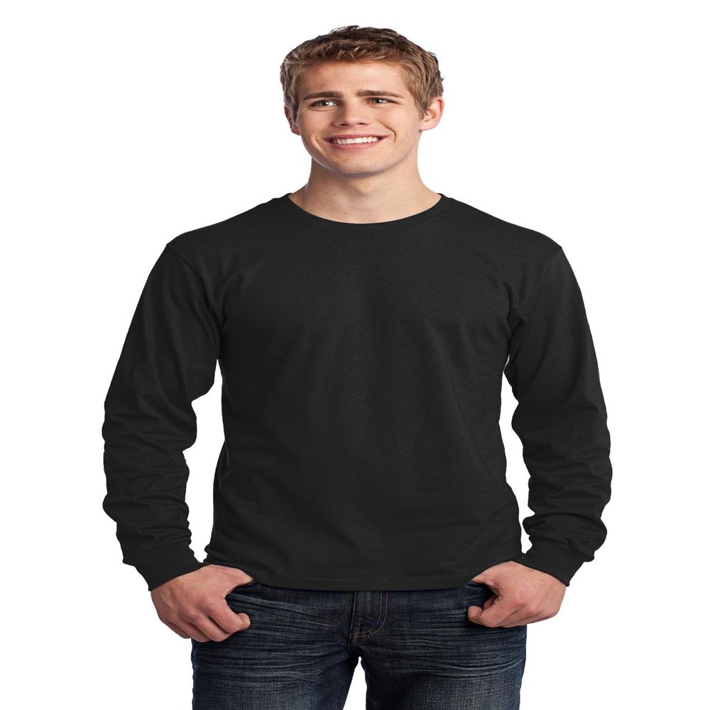 Port & Company Long Sleeve 5.4-oz. 100% Cotton T-Shirt. PC54LS, Jet Black XL