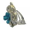 FLORIZEL silver tone turquoise crystal clip on earrings view 4