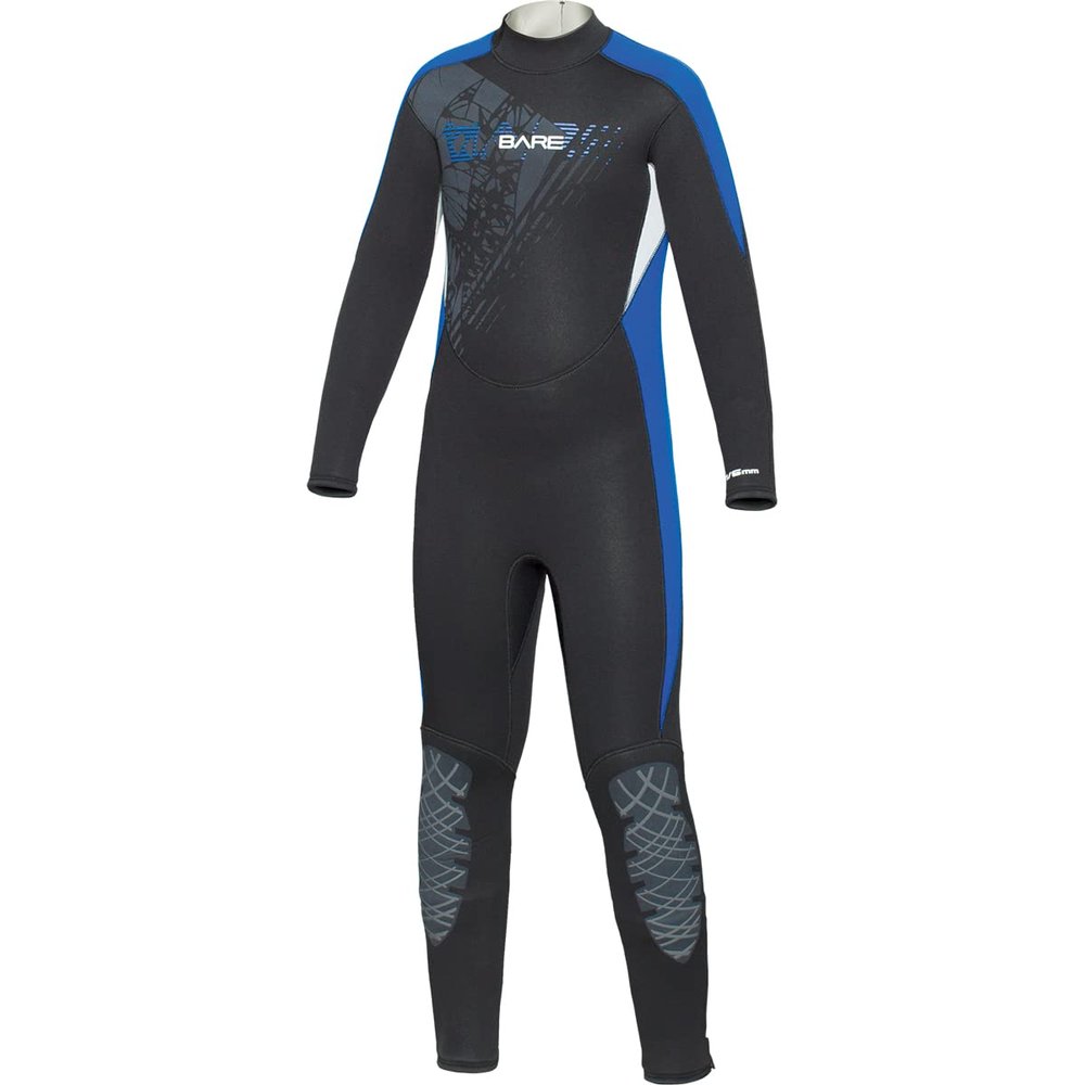 Bare Manta Kid's Wetsuit, 5/4mm Thickness, Full Length. Durable, Comfortable fit - Blue 12