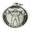 Sterling Silver Saint Sebastian Male Weight Lifting Sports Athlete Medal, 1 1/16 Inch view 1