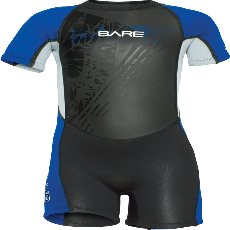 BARE Tadpole, Toddler/Kid's Wetsuit, Shorty, 2mm: Durable, Warm, Comfortable fit - Blue 02