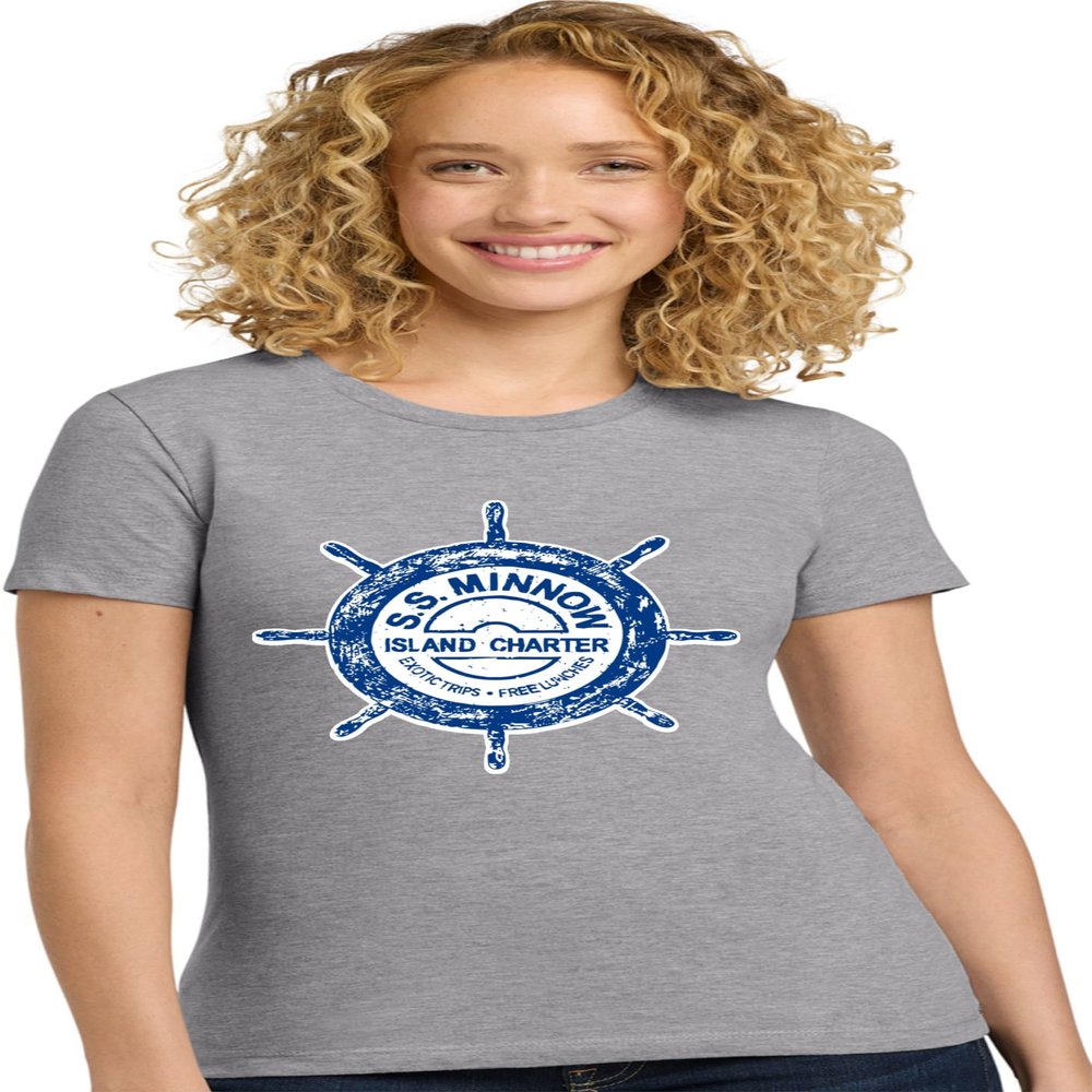 Small Heather Women SS Minnow Funny Retro Deluxe Soft T-Shirt