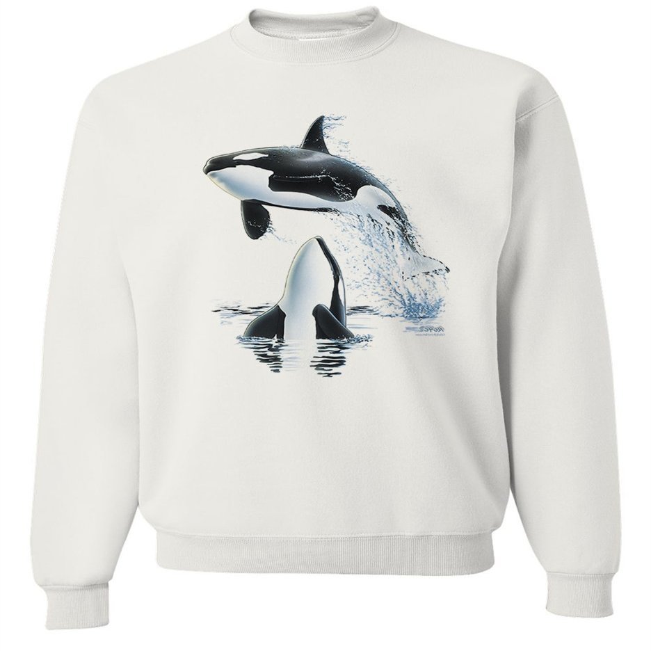 Dolphin Shirt Co Orca Whale Watching by Royce Crewneck Sweatshirt - White Large