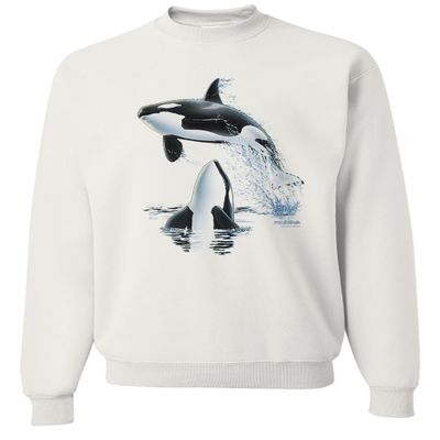 Dolphin Shirt Co Orca Whale Watching by Royce Crewneck Sweatshirt - White X-Large