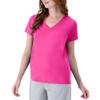 Hanes Women's Short Sleeve Cool DRI V-Neck Tee, Wow Pink, Large view 1