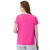 Hanes Women's Short Sleeve Cool DRI V-Neck Tee, Wow Pink, Large view 2