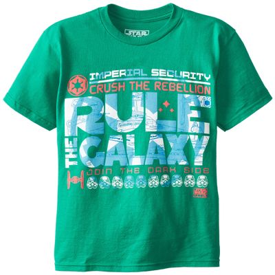 STAR WARS Boy's 8-20 Rebel Rule The Galaxy, Kelly Green, Small