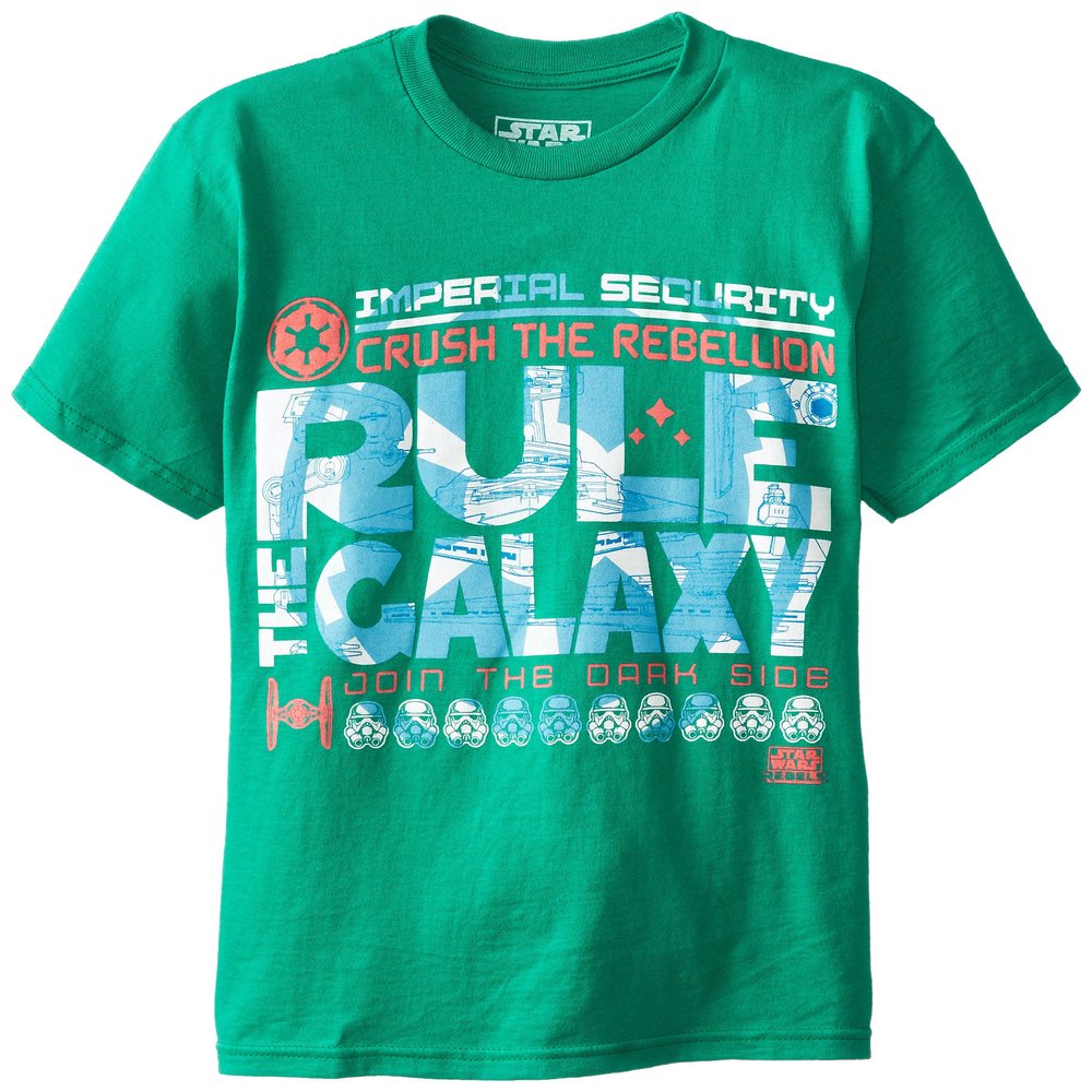 STAR WARS Boy's 8-20 Rebel Rule The Galaxy, Kelly Green, Small