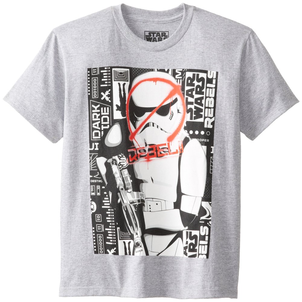 STAR WARS Boy's 8-20 Rebel The Dark Side, Heather Grey, Medium