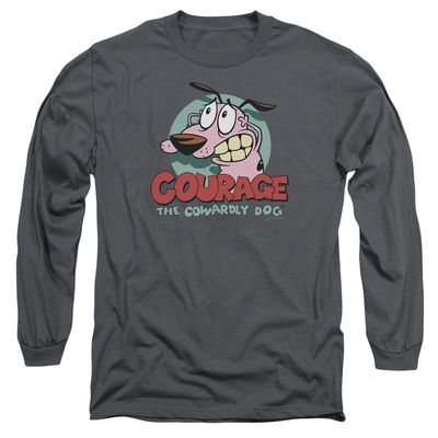 2Bhip Courage The Cowardly Dog Cartoon CN Courage Adult Long Sleeve T-Shirt Tee Gray