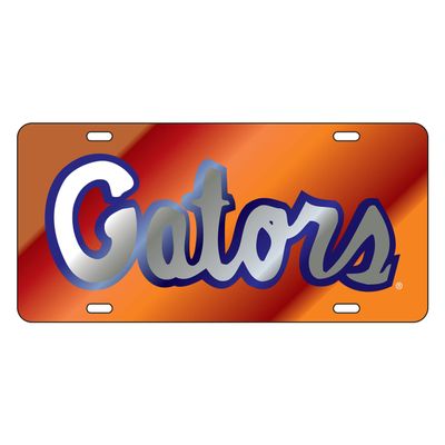 Florida Gators Laser Cut Inlaid Mirror Orange Tag Silver Gators