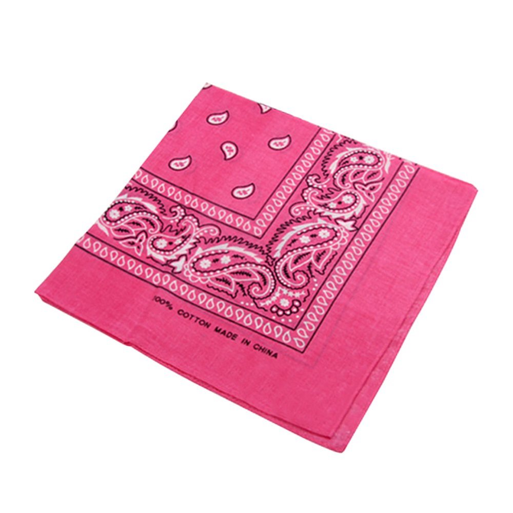 Cotton Cowboy Cowgirl Square Bandana Head Wrap Scarf Neck Scarf Waistband (Rose)