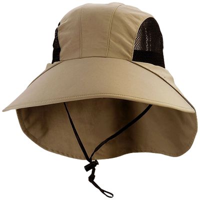 Juniper Large Bill Flap Cap with Mesh Sides, One Size, Khaki