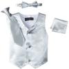 American Exchange Big Boys' Boys Satin 4 Piece Vest Set, Silver, 12 view 1