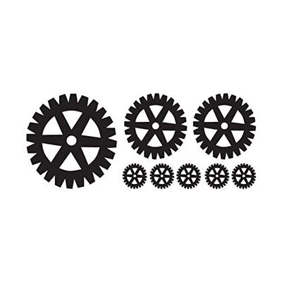 Set Of 8 Steampunk Gears - Vinyl Decal Sticker - 9" x 3.75" - Black