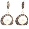 10mm rhombic white pearl beads tibetan silver marcasite base dangle earringsjewelry? view 1