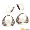 10mm rhombic white pearl beads tibetan silver marcasite base dangle earringsjewelry? view 3