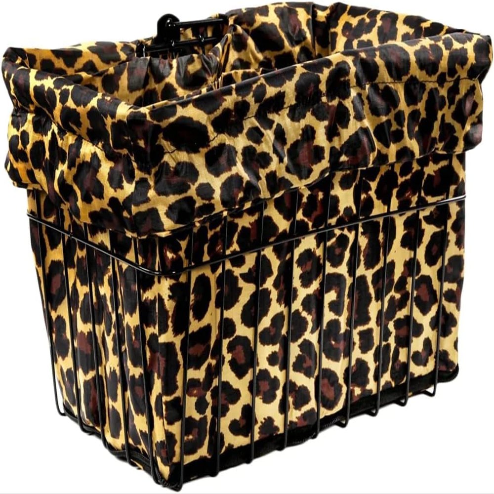 Bike Basket Liner Waterproof, Universal Fit for Most Bike Baskets, Stylish 2in1Tote, Bike Basket Cover, EBiKE Front Wire Or Wicker Bike Baskets Fits Up to 15x12x10 (Leopard)