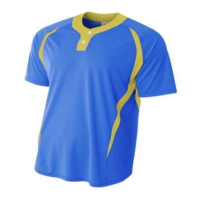 A4 N4229 Two Button Color Block Baseball Henley - Royal/Gold - XS