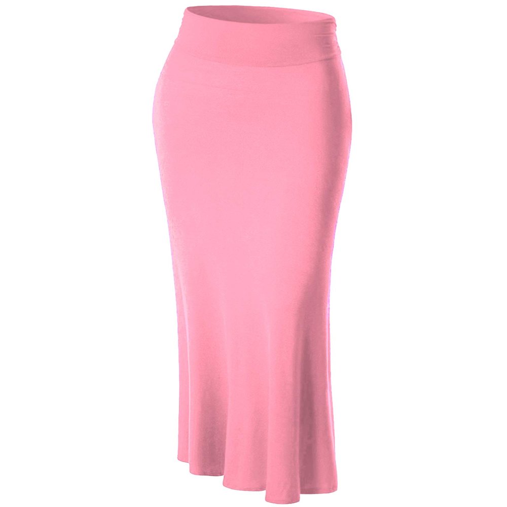 MBJ WB296 Womens Lightweight Floor Length Maxi Skirt S Pink