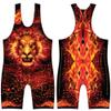 4 Time All American Sublimated Wrestling Singlet  Stitched & Durable Mens Singlet  Singlet for Wrestling, MMA & Powerlifting Wrestling Singlet Youth Boys (Fire Lion, XS 71-90 lbs.) view 2
