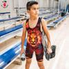 4 Time All American Sublimated Wrestling Singlet  Stitched & Durable Mens Singlet  Singlet for Wrestling, MMA & Powerlifting Wrestling Singlet Youth Boys (Fire Lion, XS 71-90 lbs.) view 4