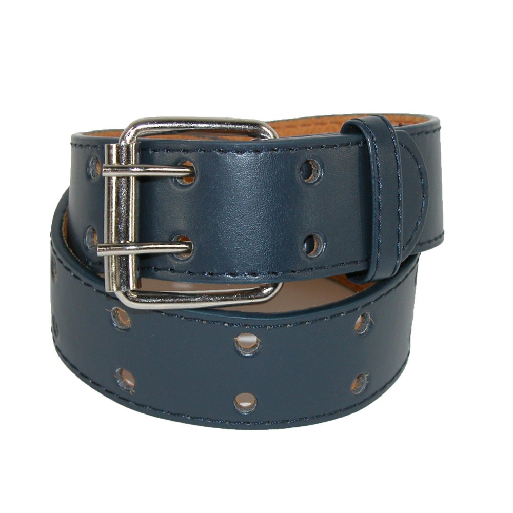 CTM Kids' 1 Inch Wide Leather Two Hole Jean Belt, Medium, Navy