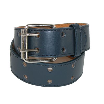 CTM Kids' 1 Inch Wide Leather Two Hole Jean Belt, Large, Navy