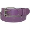 CTM Kids' 1 Inch Wide Leather Two Hole Jean Belt, Xlarge, Dark Purple view 3