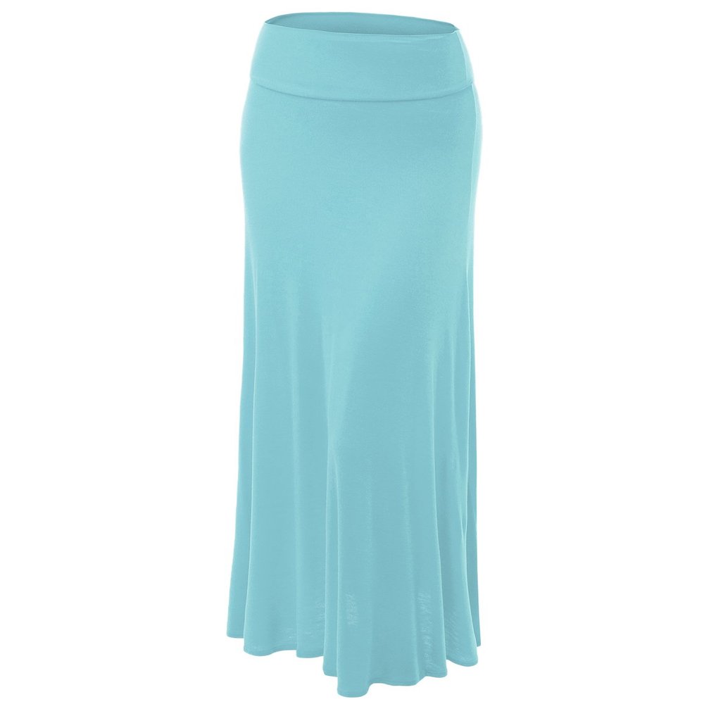 MBJ WB670 Womens Fold-Over Maxi Skirt L Aqua