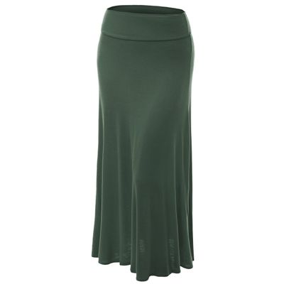 MBJ WB670 Womens Fold-Over Maxi Skirt L Olive