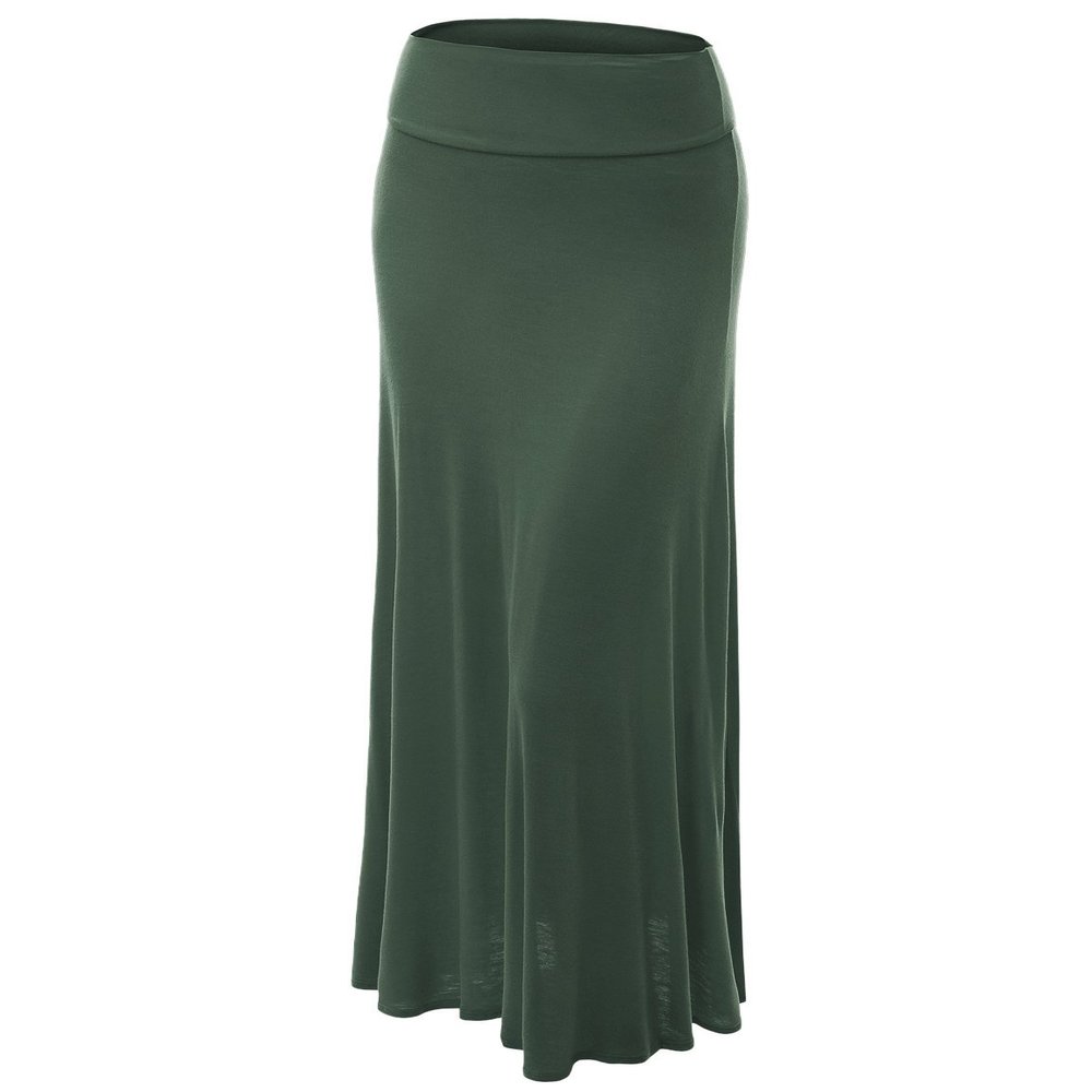 MBJ WB670 Womens Fold-Over Maxi Skirt L Olive
