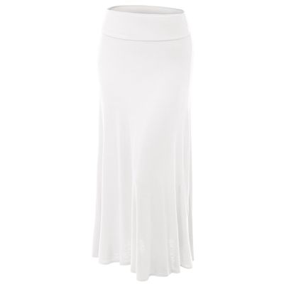 MBJ WB670 Womens Fold-Over Maxi Skirt L White