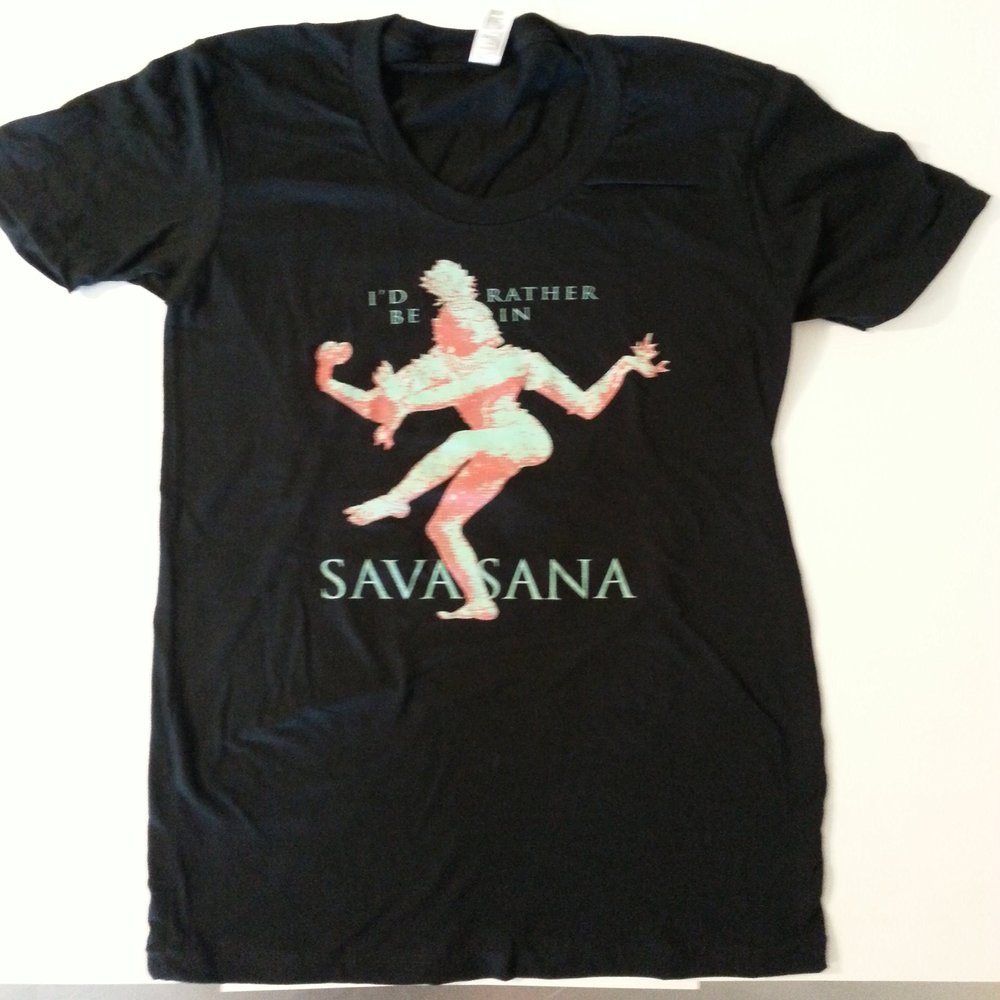 "I'd Rather Be in Savasana" Funny Yoga T-shirt (Black, large)