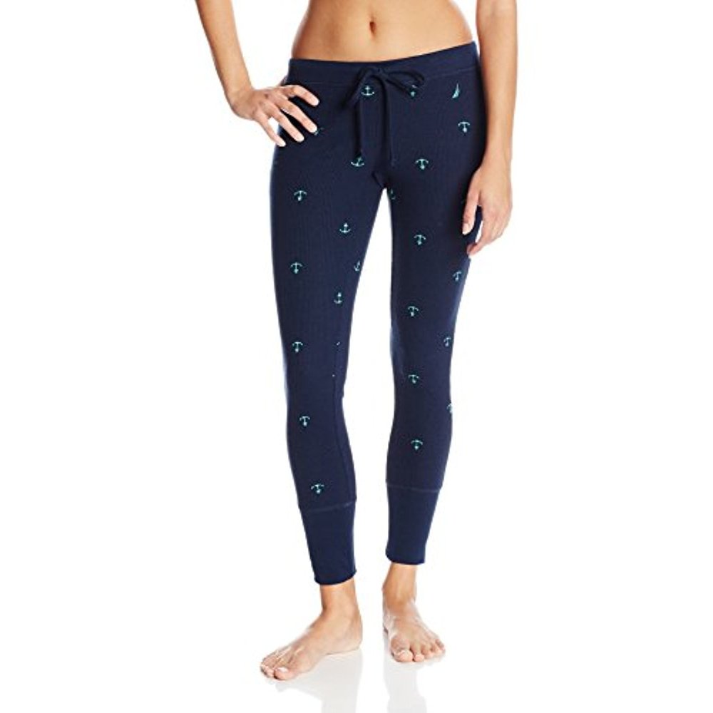 Nautica Sleepwear Women's Mini Anchor Print Thermal Legging, Blarney Green, X-Large