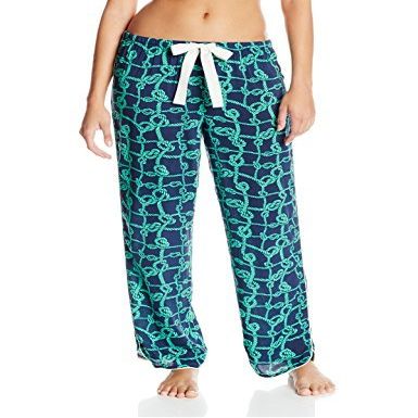 Nautica Sleepwear Women's Woven Rope Print Pant, Blarney Green, Large