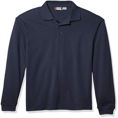 Clique Men's Long-Sleeve Evans Pique Polo, Navy Blue, XXX-Large