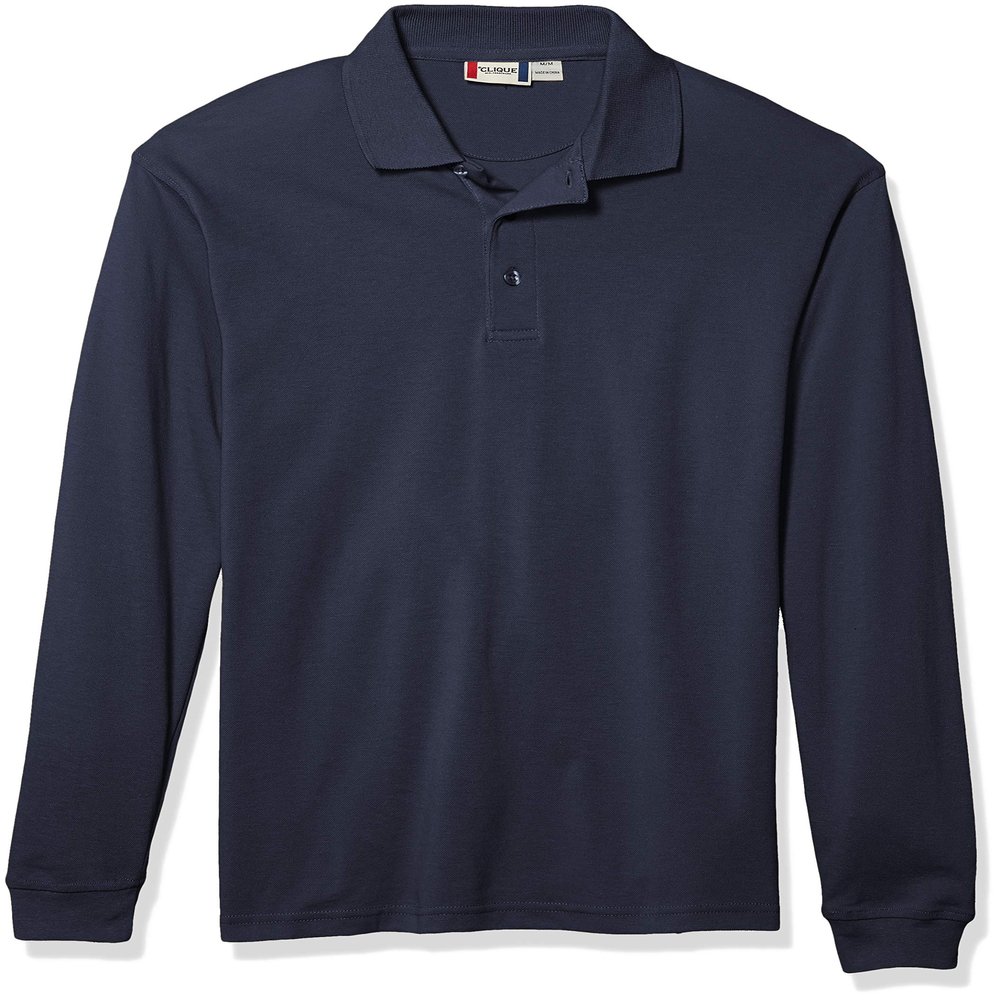 Clique Men's Long-Sleeve Evans Pique Polo, Navy Blue, XXX-Large
