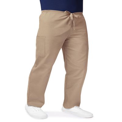Adar Uniforms Universal Unisex Scrubs - Drawstring Tapered Leg Scrub Pants 504T Khaki S