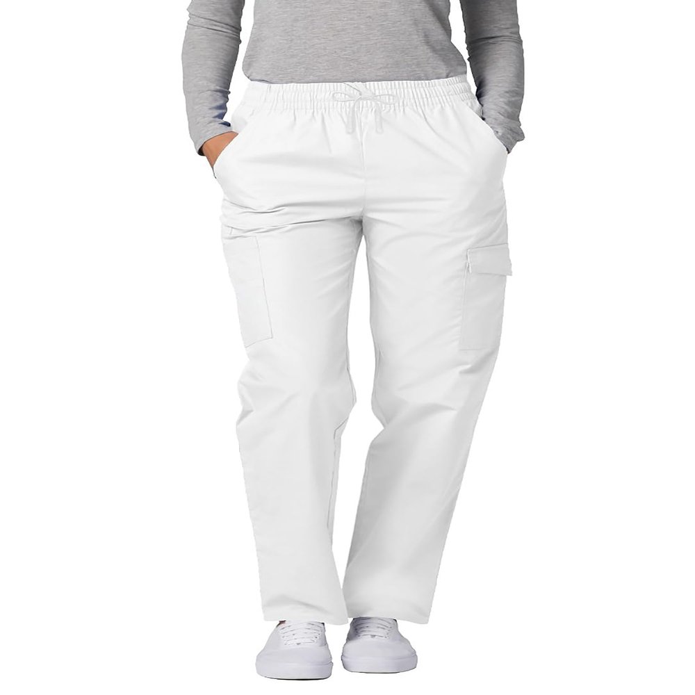 Adar Uniforms Universal Scrubs for Women - Tapered Cargo Scrub Pants 506P White L