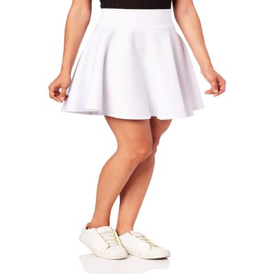 MBJ WB669 Womens Basic Versatile Strechy Flare Skater Skirt M White