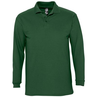 SOL'S Mens Winter II Long Sleeve Pique Cotton Polo Shirt (L (41-42 Chest)) (Golf Green)