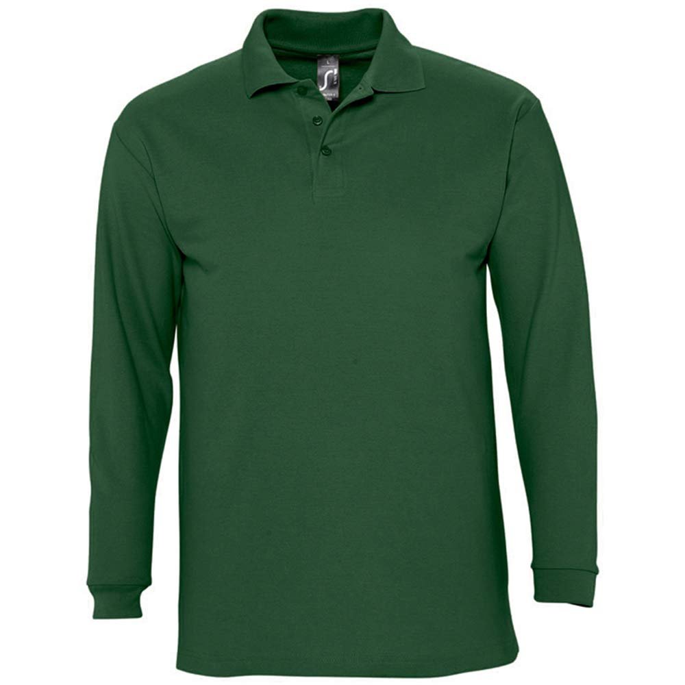 SOL'S Mens Winter II Long Sleeve Pique Cotton Polo Shirt (L (41-42 Chest)) (Golf Green)